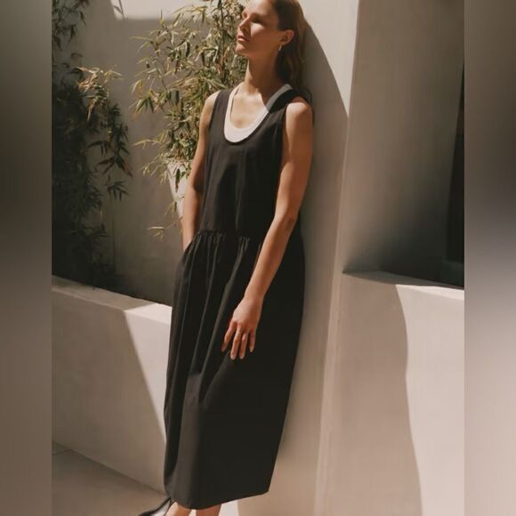 NWT Everlane Poplin Summer Maxi Dress Black XS - Picture 1 of 7